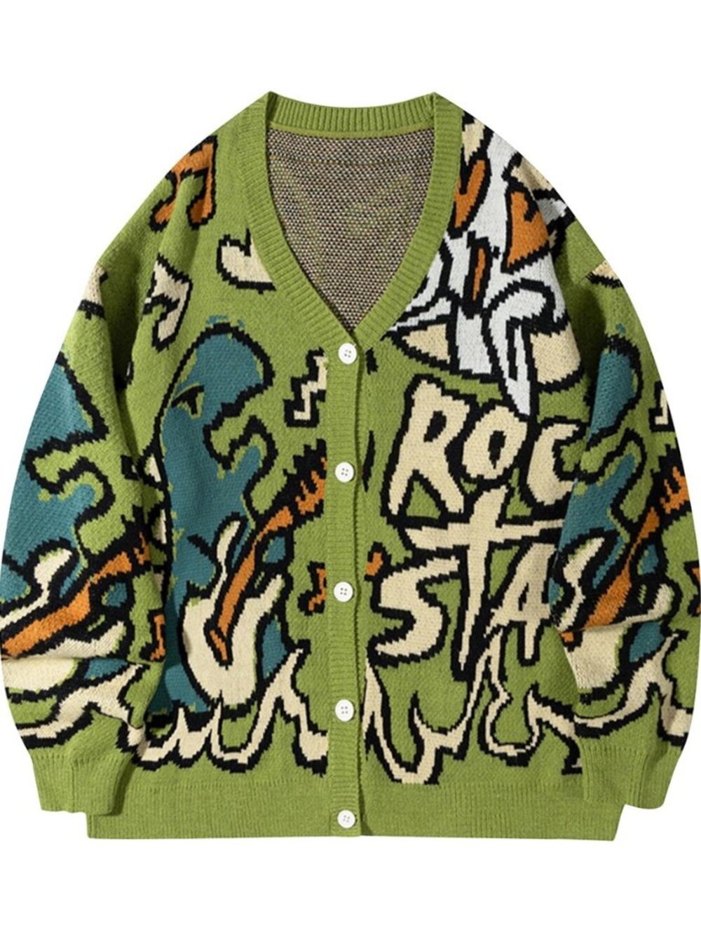 Women's Dinosaur Sweater Vintage Button Down Unisex Casual Letter Cute Kintted